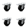 Service Caster 4 Inch Soft Rubber Swivel Bolt Hole Caster Set with Total Lock Brake SCC SCC-BHTTL20S414-SRS-4